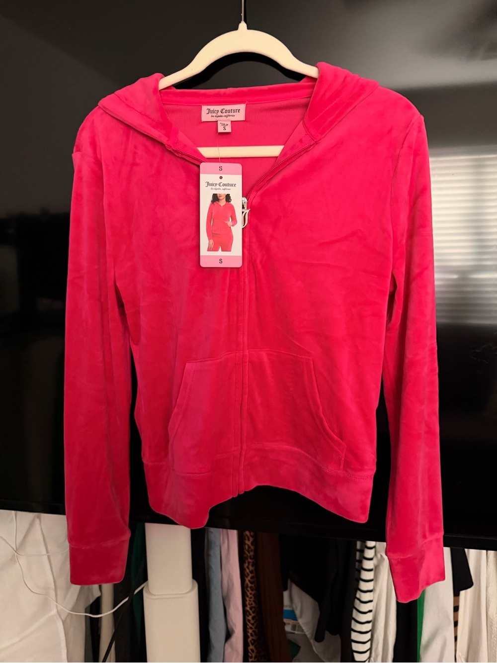 Juicy Couture Hot Pink Velour Zip Hoodie